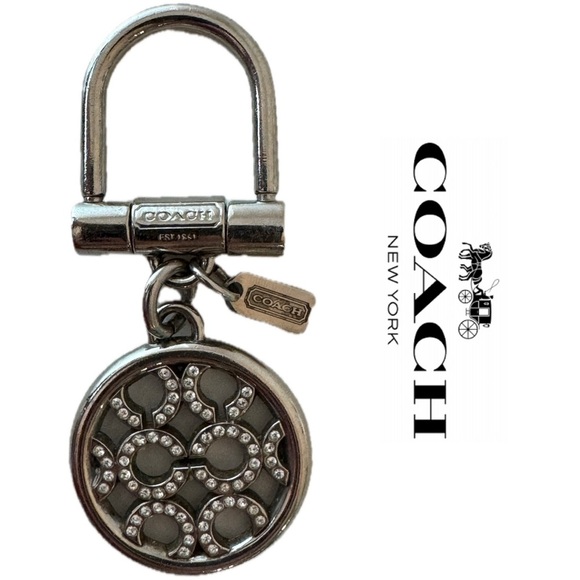 COACH 92959 Pave Crystal OP Art Signature Buckle Keychain KEY Ring FOB - Picture 1 of 6